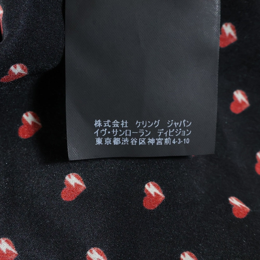 SAINT LAURENT PARIS(サンローランパリ) ハート 総柄 シルク 長袖 シャツ レディース ブラック 465896 Y343R