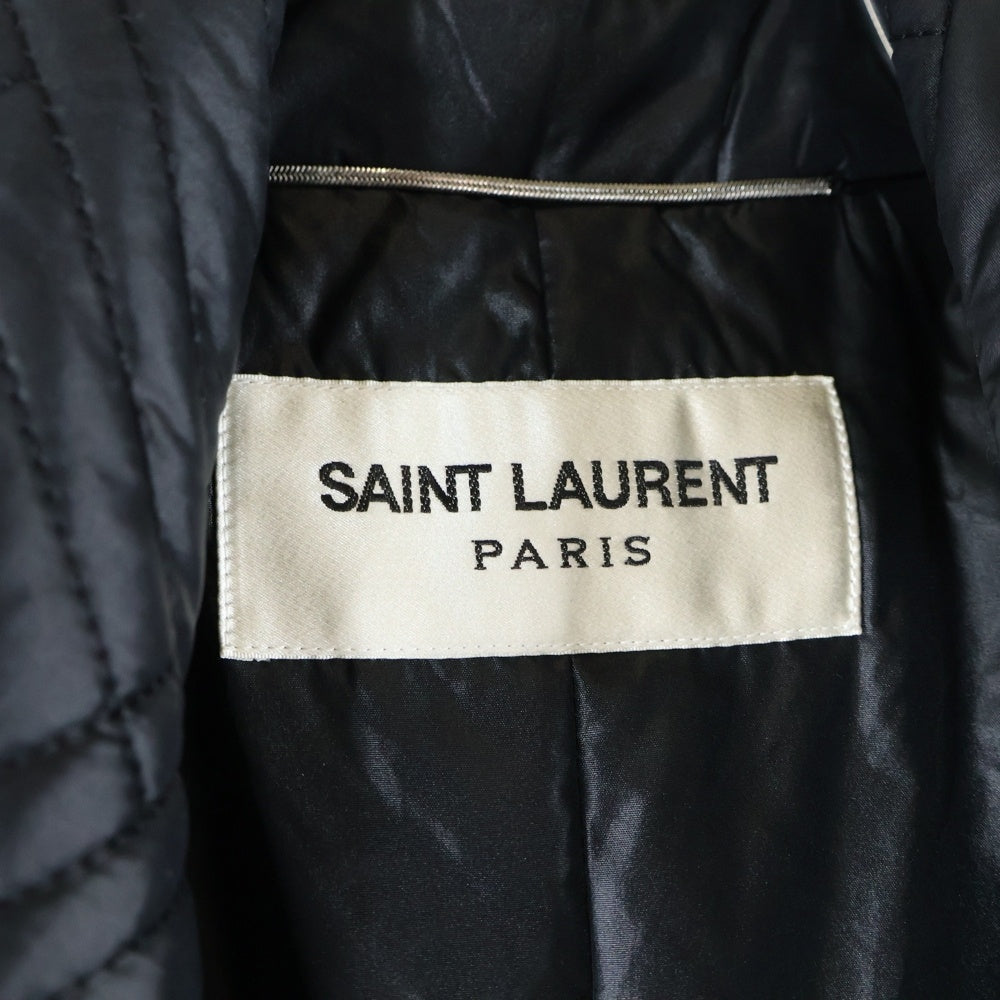 SAINT LAURENT PARIS(サンローランパリ) 21AW キルティング ベルテッド パテッドチェスターロングコート ジャケット ブラック 661456