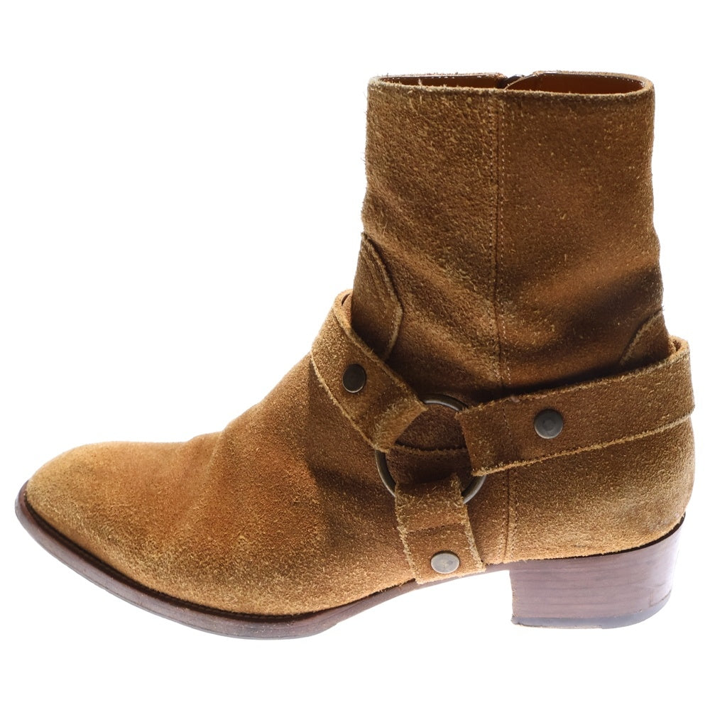 SAINT LAURENT PARIS(サンローランパリ) スエードレザー ワイアットハーネス リングブーツ ハイカットシューズ ブラウン 420090