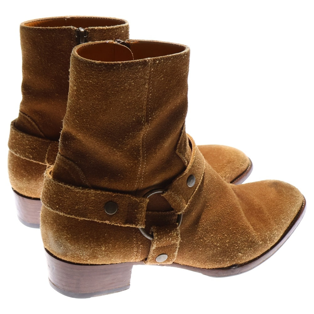 SAINT LAURENT PARIS(サンローランパリ) スエードレザー ワイアットハーネス リングブーツ ハイカットシューズ ブラウン 420090