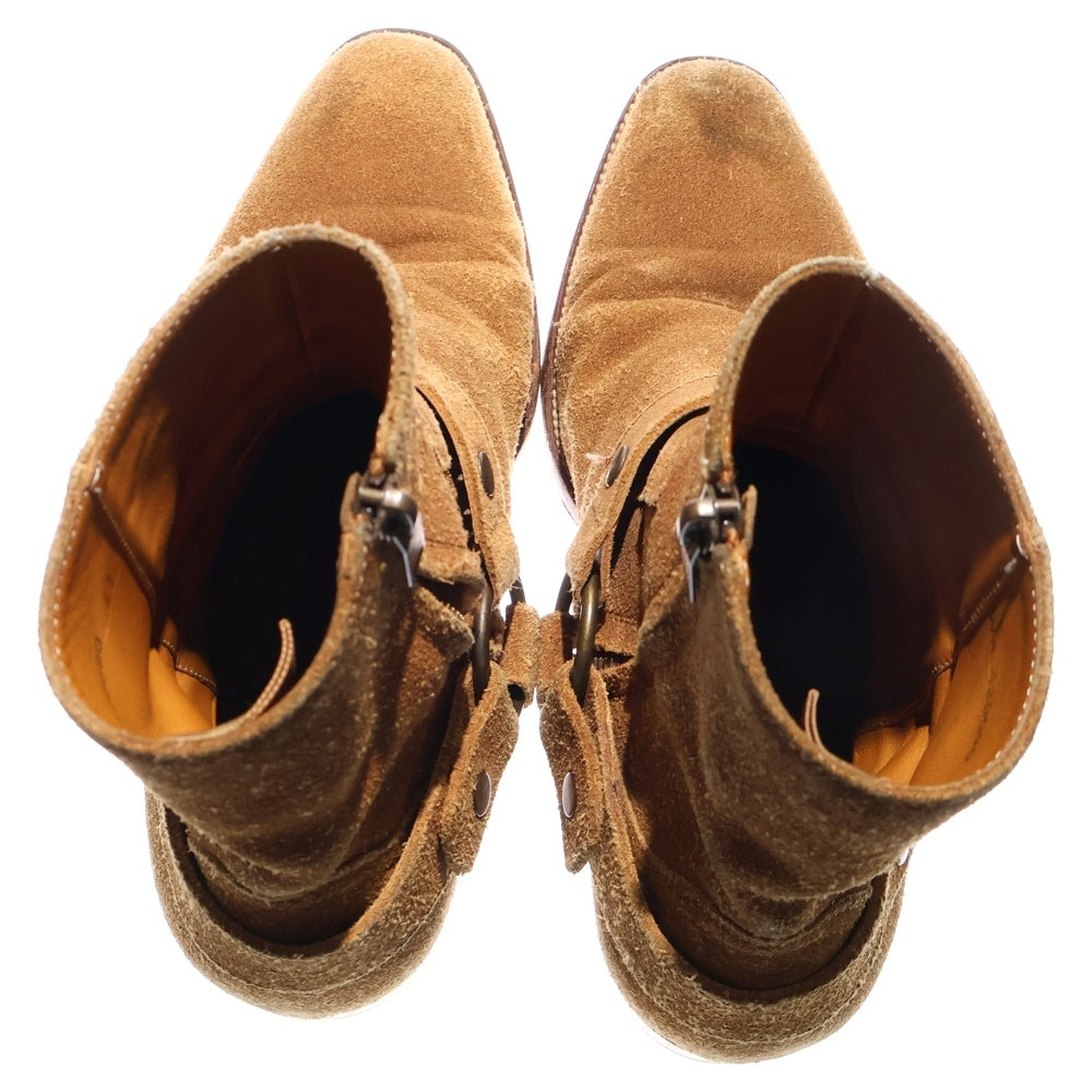 SAINT LAURENT PARIS(サンローランパリ) スエードレザー ワイアットハーネス リングブーツ ハイカットシューズ ブラウン 420090