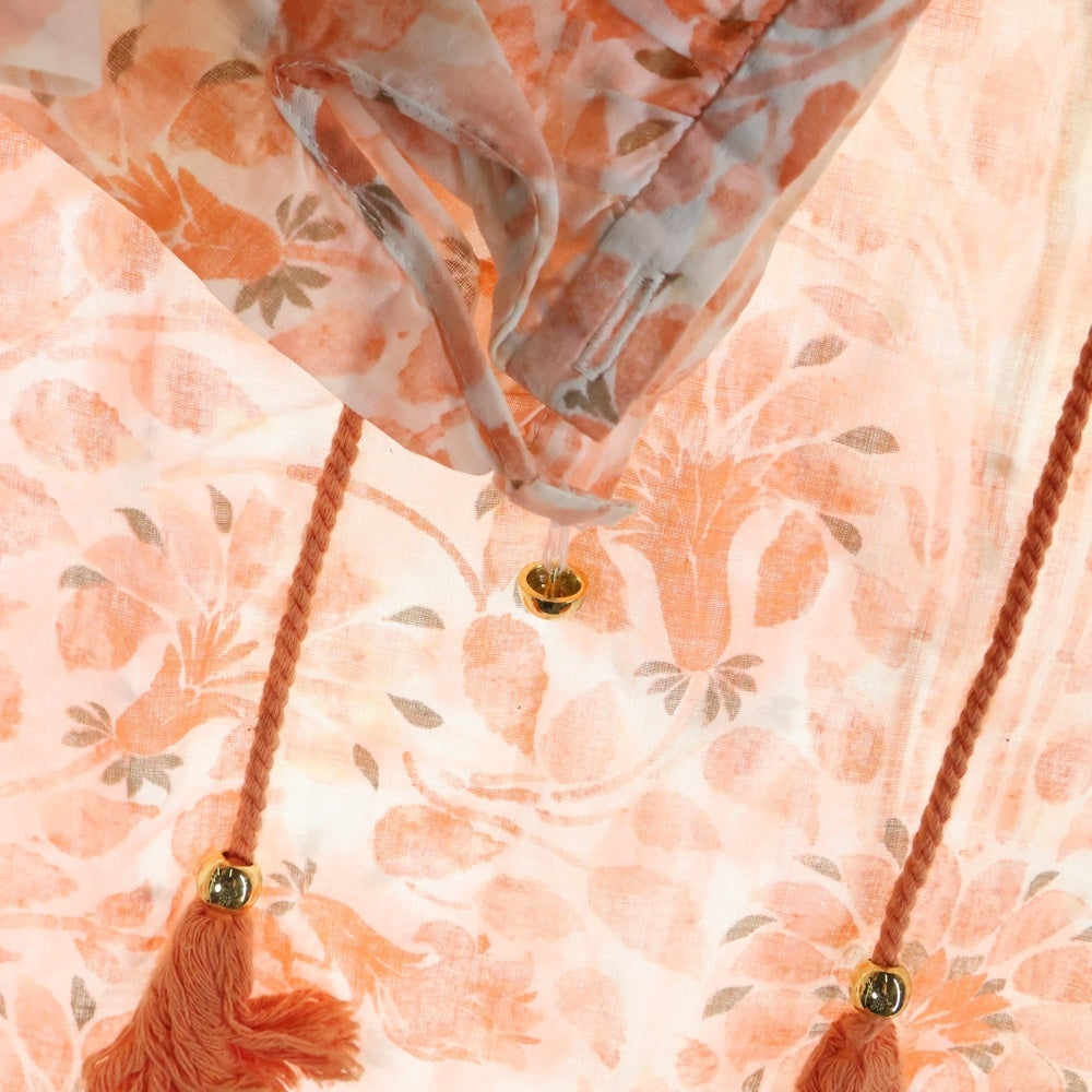 TORY BURCH(トリー バーチ) 花柄 ロングスリーブブラウス カットソー レディース オレンジ HLT001 01-13