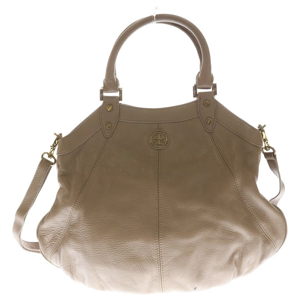 TORY BURCH(トリー バーチ) ロゴプレート 2WAY レザーショルダーバッグ ハンドバッグ ブラウン レディース