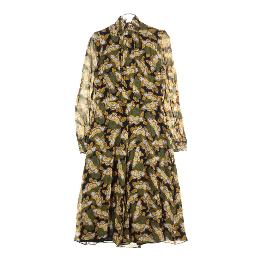 MARELLADUE(マレーラ) 総柄 ハイネック長袖ワンピース ドレス レディース イエロー/ブラック