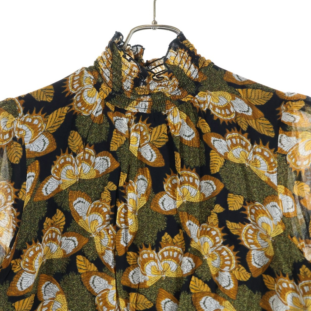 MARELLADUE(マレーラ) 総柄 ハイネック長袖ワンピース ドレス レディース イエロー/ブラック