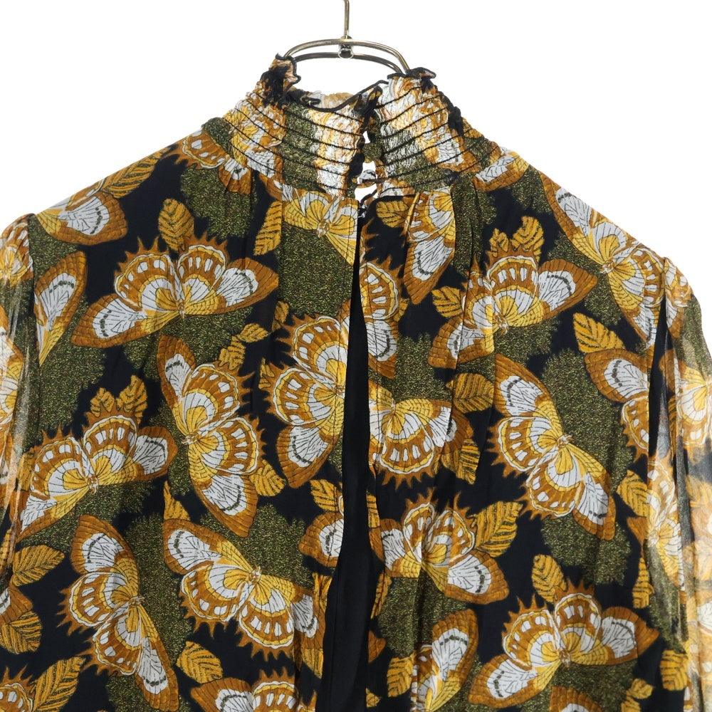 MARELLADUE(マレーラ) 総柄 ハイネック長袖ワンピース ドレス レディース イエロー/ブラック