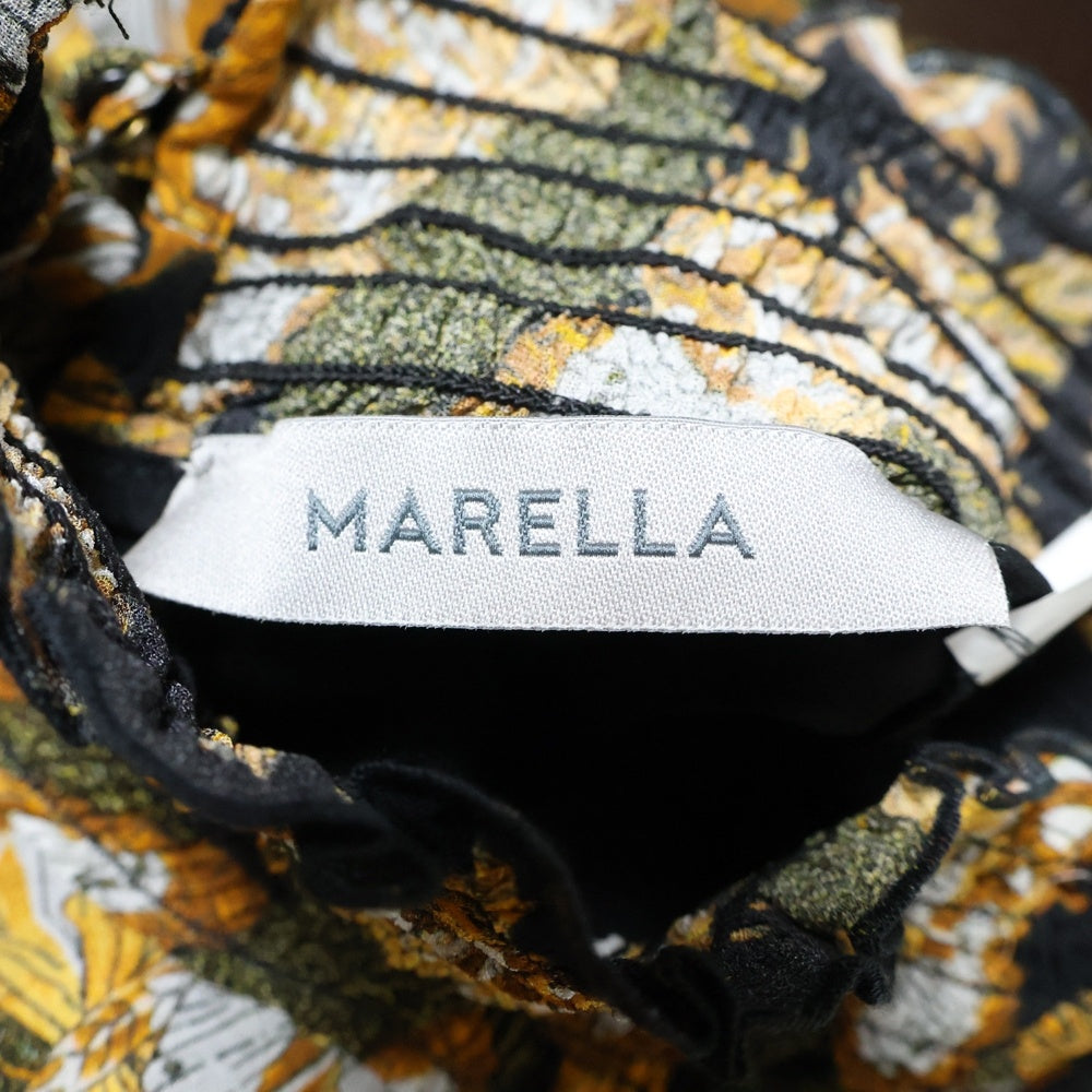 MARELLADUE(マレーラ) 総柄 ハイネック長袖ワンピース ドレス レディース イエロー/ブラック