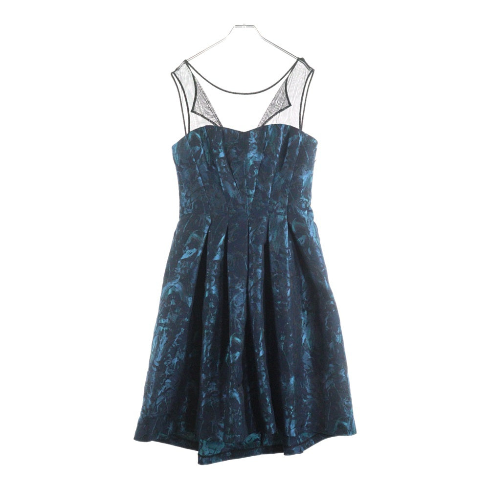 NO BRAND(ノーブランド) VERA WANG (ヴェラウォン) 総柄 ノースリーブワンピース ドレス レディース ブルー/ブラック