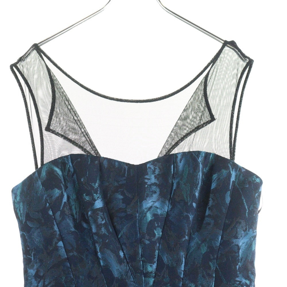 NO BRAND(ノーブランド) VERA WANG (ヴェラウォン) 総柄 ノースリーブワンピース ドレス レディース ブルー/ブラック