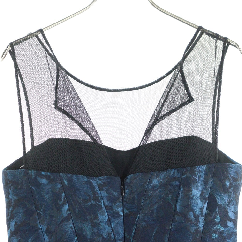 NO BRAND(ノーブランド) VERA WANG (ヴェラウォン) 総柄 ノースリーブワンピース ドレス レディース ブルー/ブラック