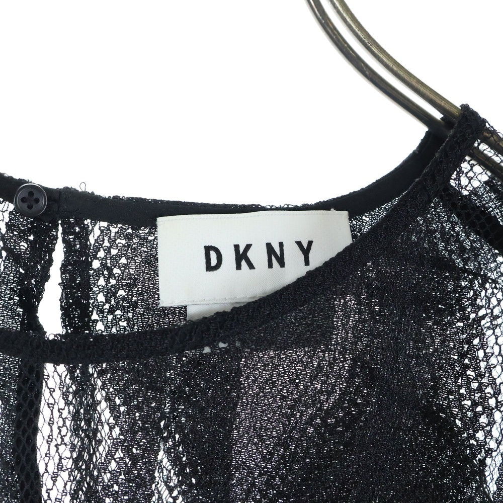 DKNY(ダナキャラン) MESH CREW NECK SLEEVELESS BLOUSE TOP メッシュ クルーネック スリーブレス ブラウス トップ レディース ブラック P4622922E