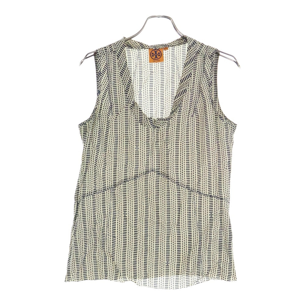 TORY BURCH(トリー バーチ) 総柄 ノースリーブカットソー レディース ネイビー/ベージュ 12121166