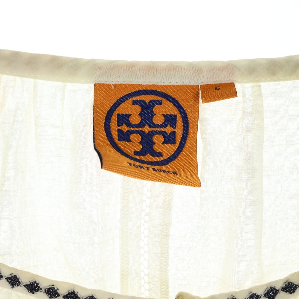 TORY BURCH(トリー バーチ) ビーズデザイン オープンネック長袖Tシャツ カットソー レディース ホワイト HLT001 03-13