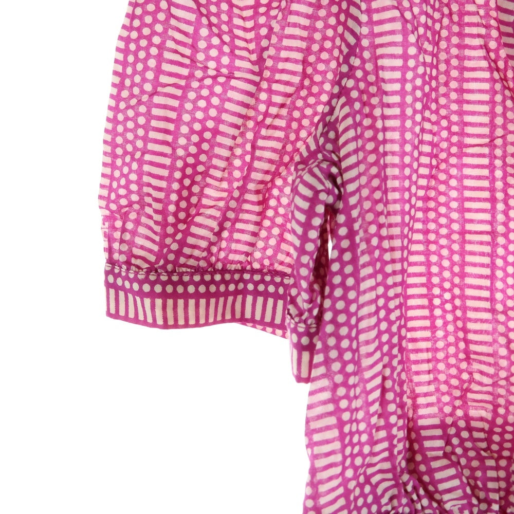 TORY BURCH(トリー バーチ) 総柄 オープンネック半袖Tシャツ カットソー ピンク 12121134 レディース