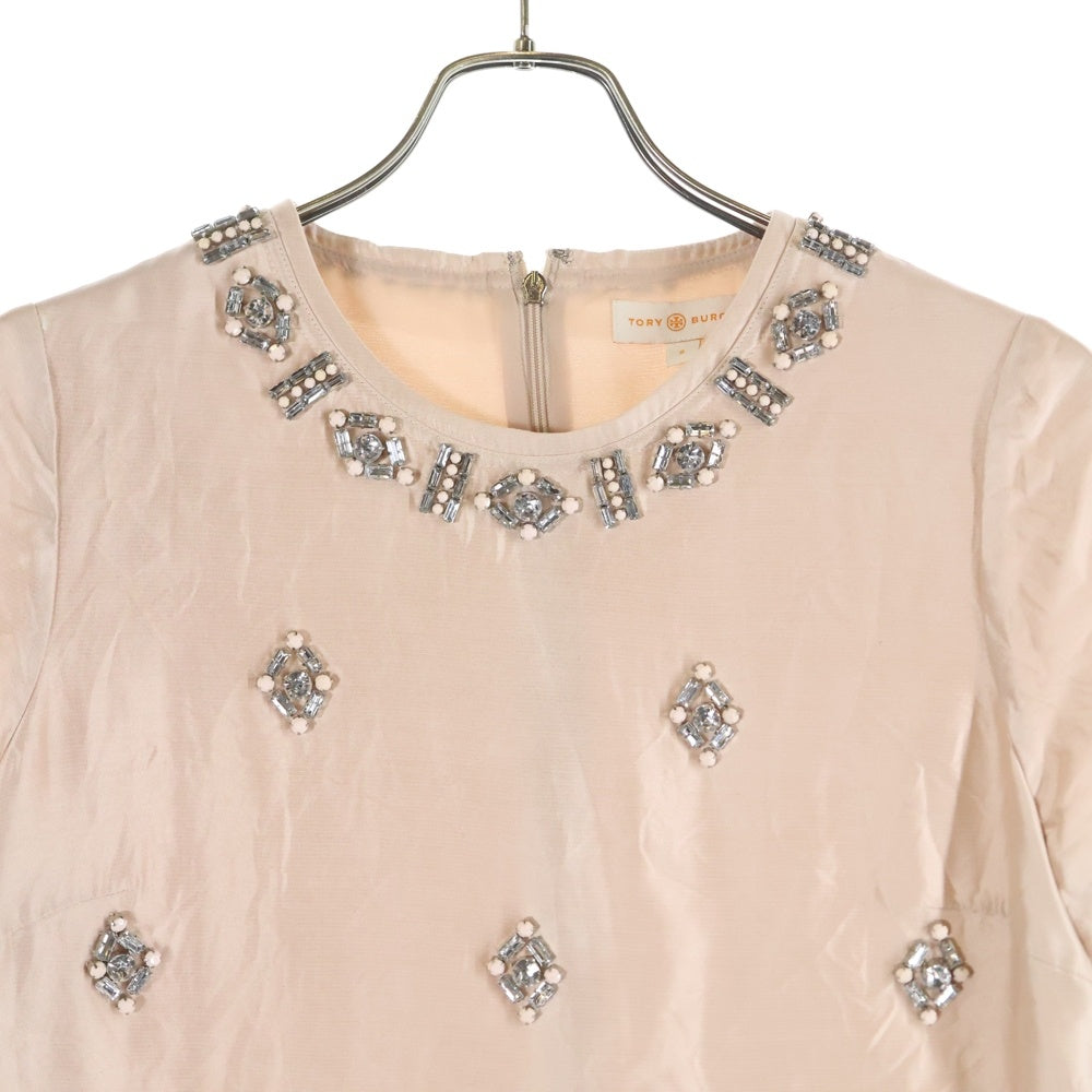TORY BURCH(トリー バーチ) スタッズ付き クルーネック半袖Tシャツ カットソー レディース ピンク 41131106
