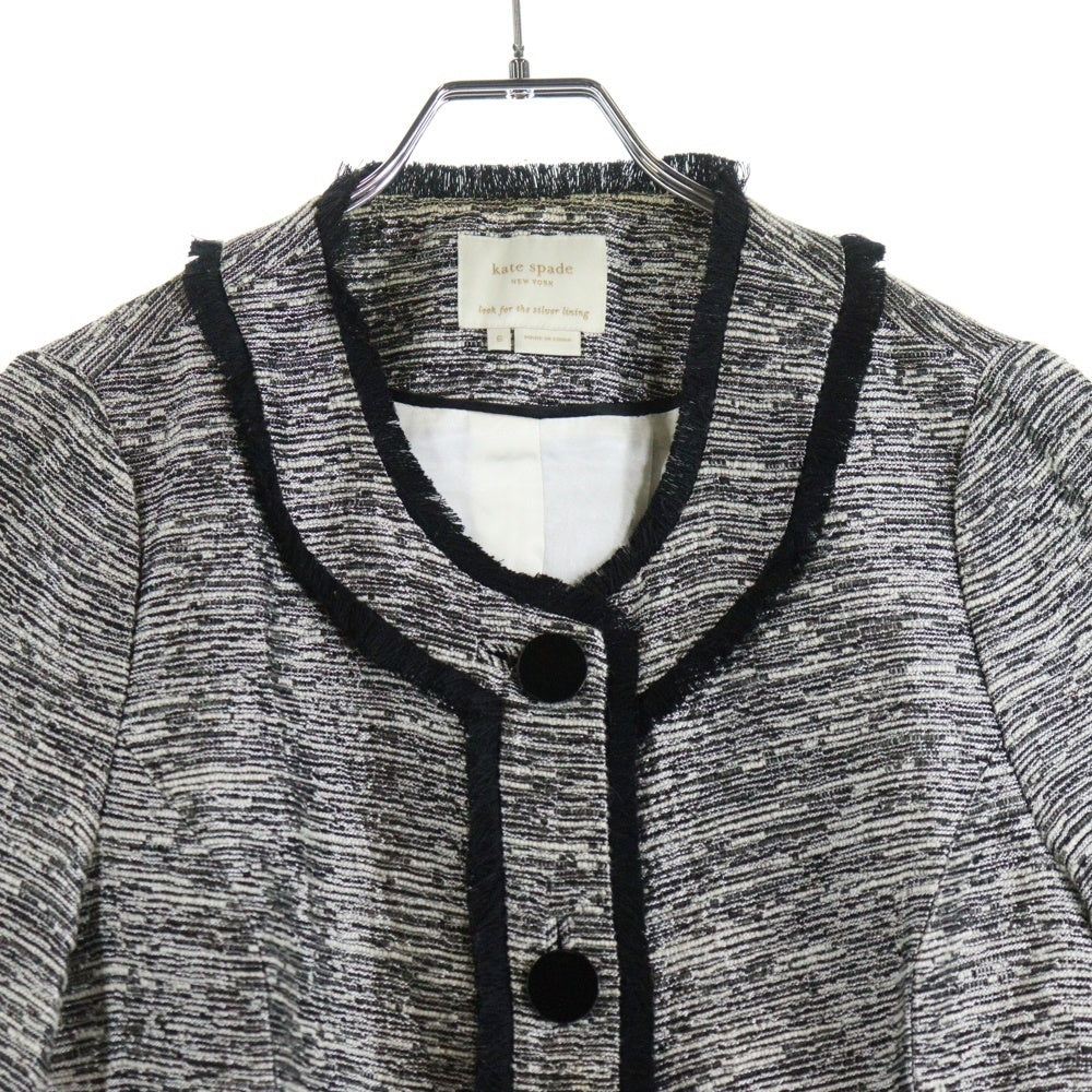Kate Spade(ケイトスペード) フリンジ ノーカラーボタンジャケット レディース グレー/ブラック NJMU1228