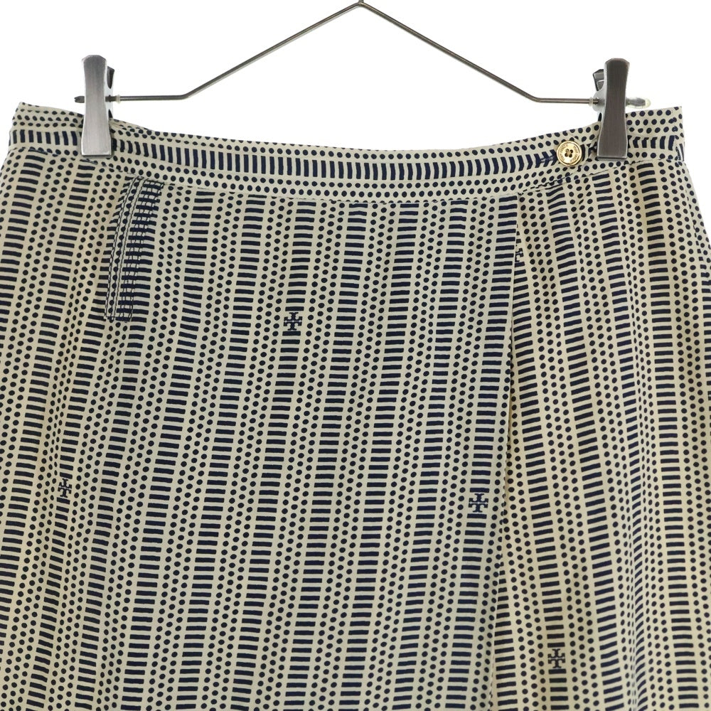 TORY BURCH(トリー バーチ) 総柄 シルクスカート レディース ネイビー/ホワイト 12121302