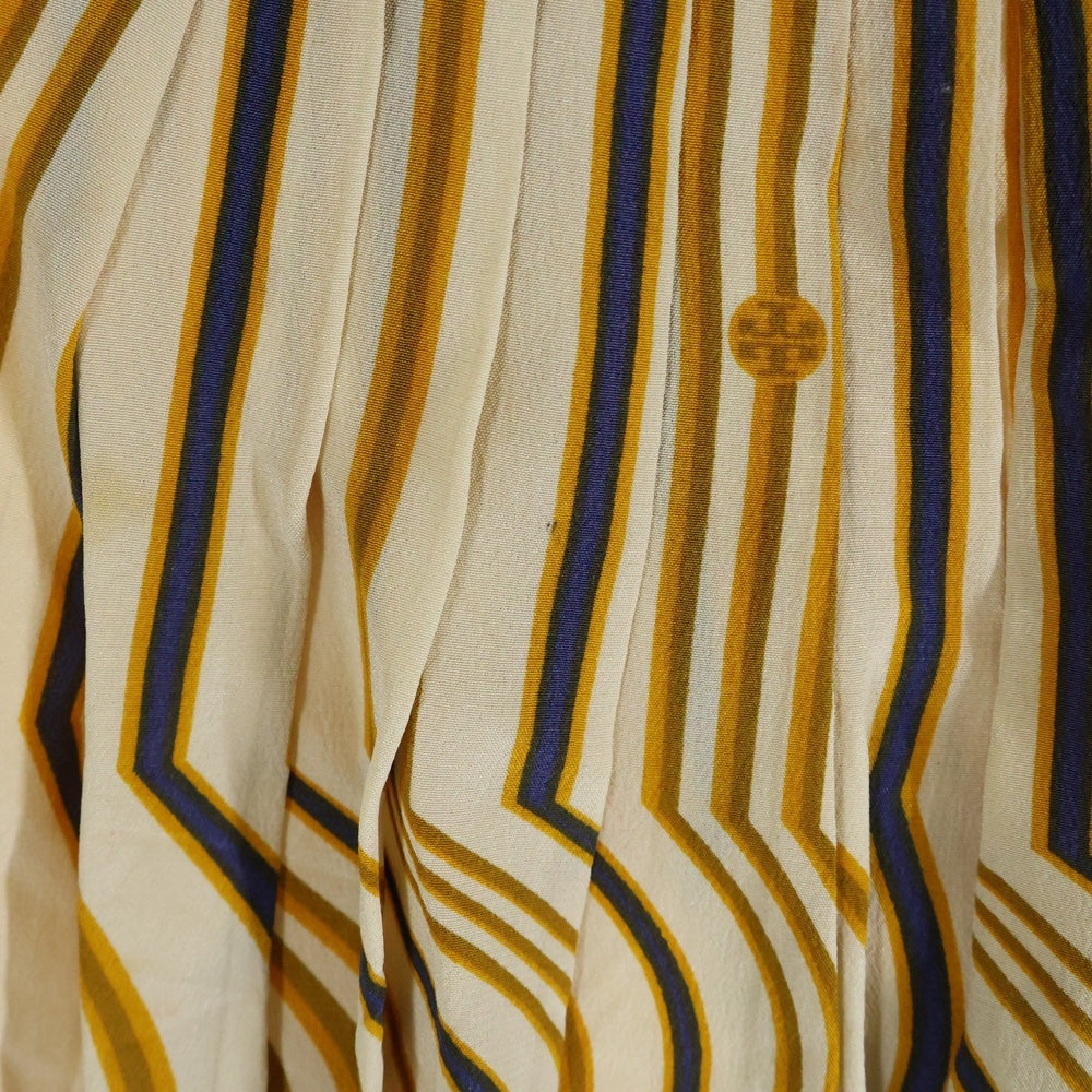 TORY BURCH(トリー バーチ) ストライプ プリーツシルクスカート レディース ベージュ 13121365