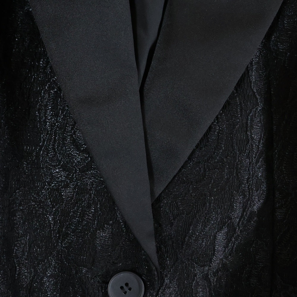 DKNY(ダナキャラン) 総柄 襟切り替え シングルテーラードジャケット レディース ブラック P4540091M