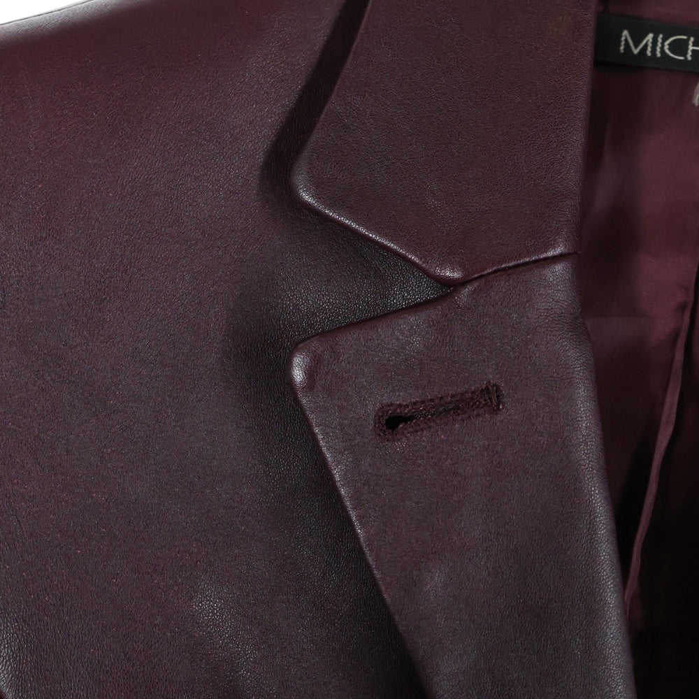 MICHEL KLEIN(ミッシェルクラン) シープスキン レザーシングルテーラードジャケット レディース バーガンディ FMWAJ-08660