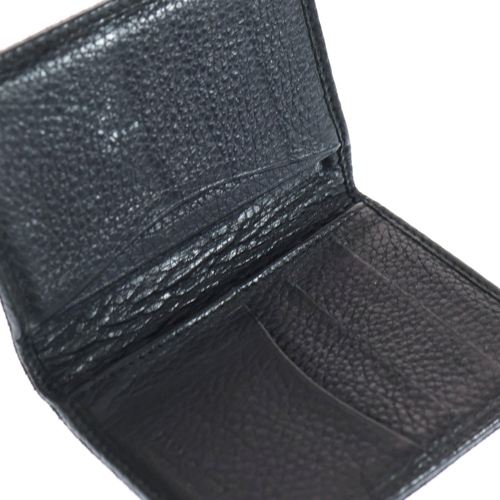 BVLGARI(ブルガリ) ロゴデザイン キャンバス レザー 二つ折り カードケース 財布 ブラック