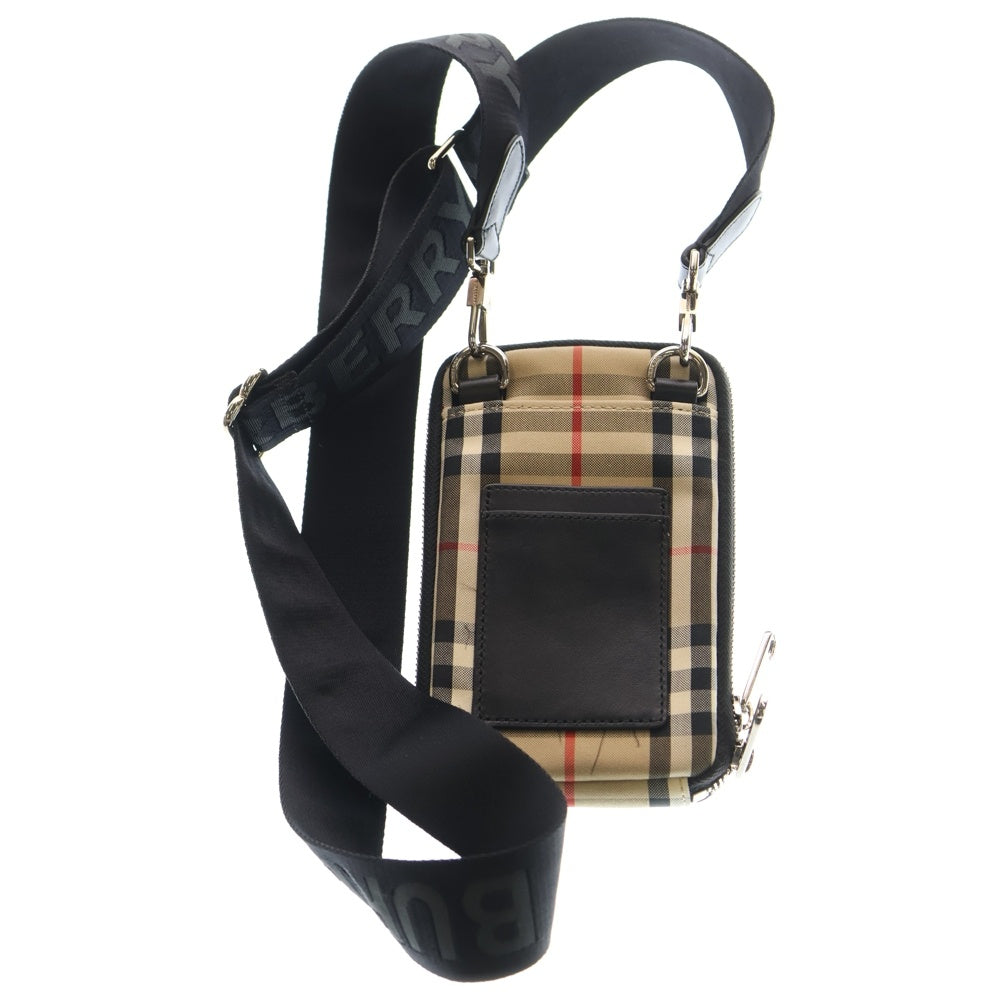 BURBERRY(バーバリー) ノバチェック コットン スマホ ショルダーバッグ フォンポーチ ベージュ レディース