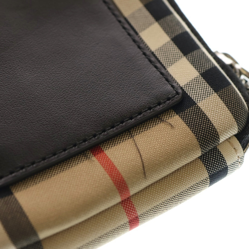 BURBERRY(バーバリー) ノバチェック コットン スマホ ショルダーバッグ フォンポーチ ベージュ レディース