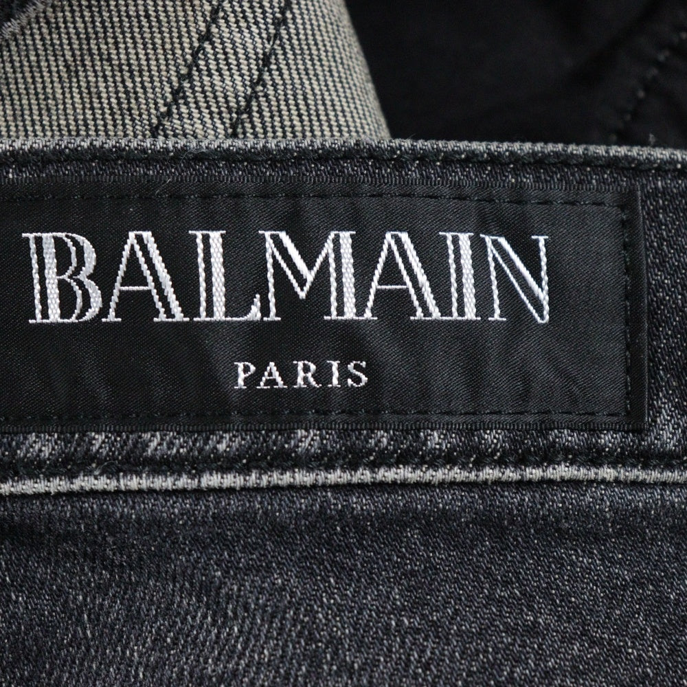 BALMAIN(バルマン) マルチポケット ボタンフライ ストレート デニムパンツ ブラック W7H9008T133