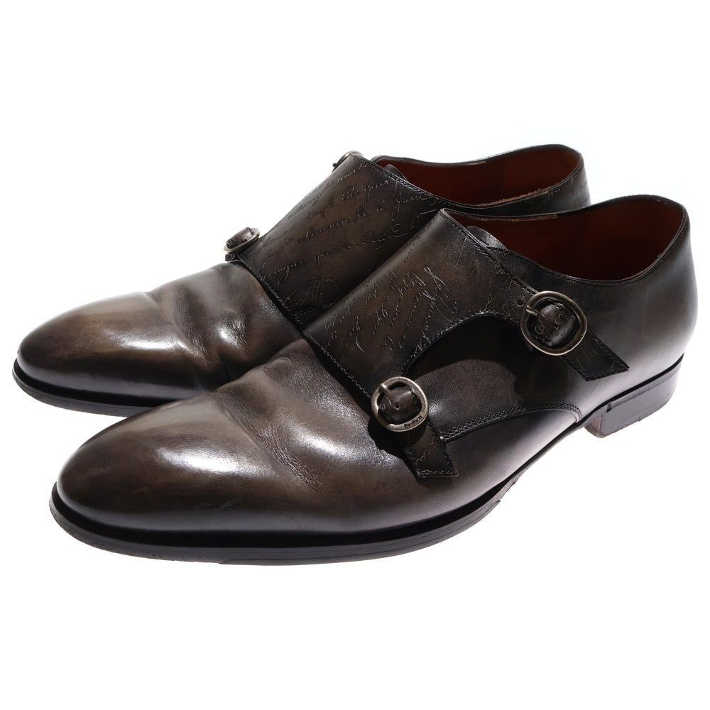 Berluti(ベルルッティ) スクリット カリグラフィ クラシック ダブルモンク ストラップ レザー シューズ カーキ