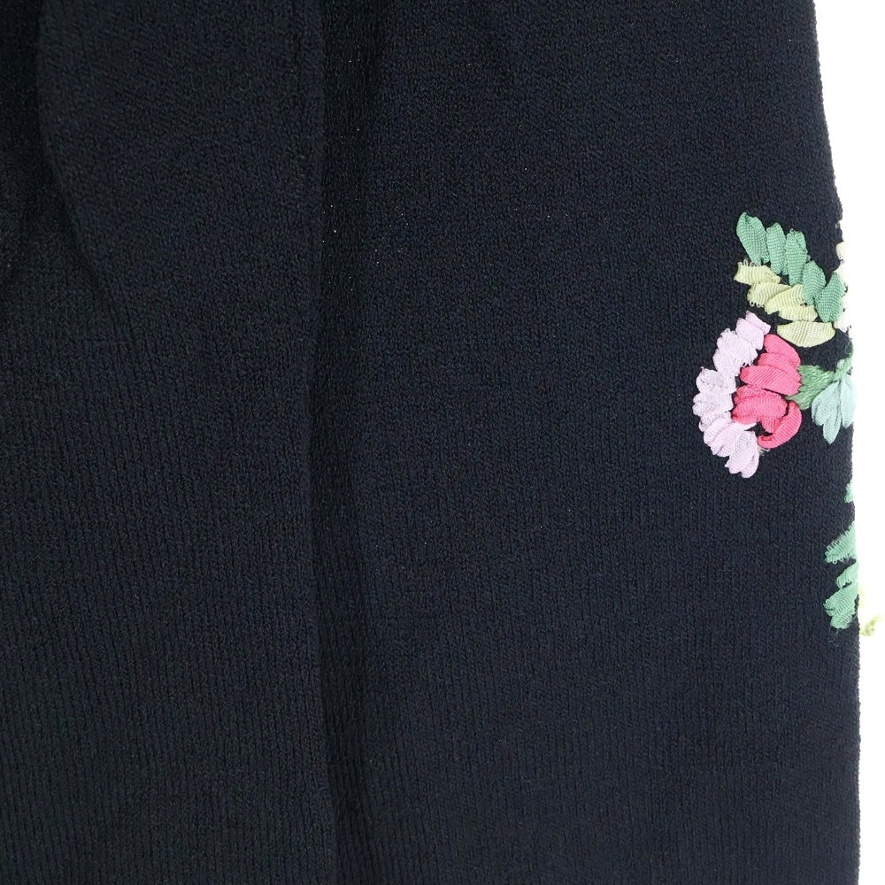 KEITA MARUYAMA(ケイタマルヤマ) 花刺繍 レーヨン混 長袖クルーネックカットソー トップス レディース ブラック JE841-12202JB