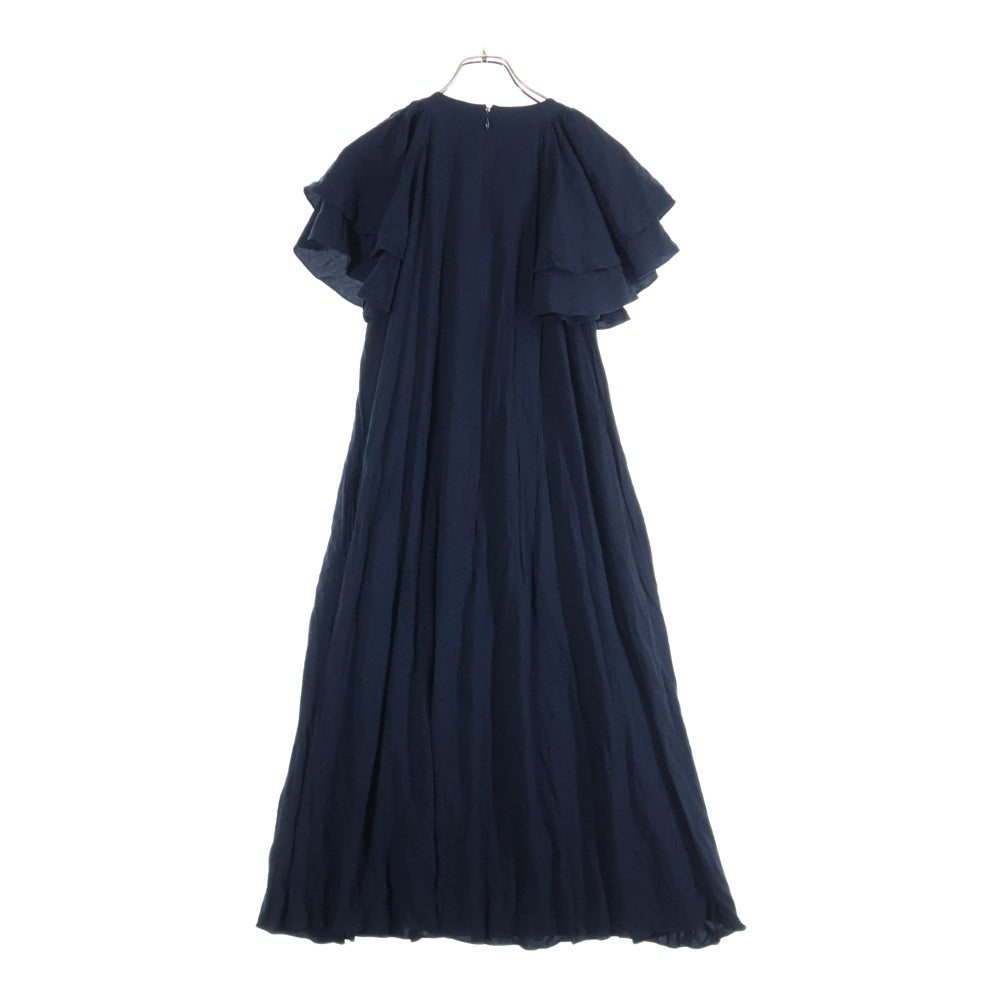 NO BRAND(ノーブランド) KAON for estnation(カオンフォーエストネーション) フリル袖 ロングレーヨンワンピース レディース ネイビー 21-140-11-050009