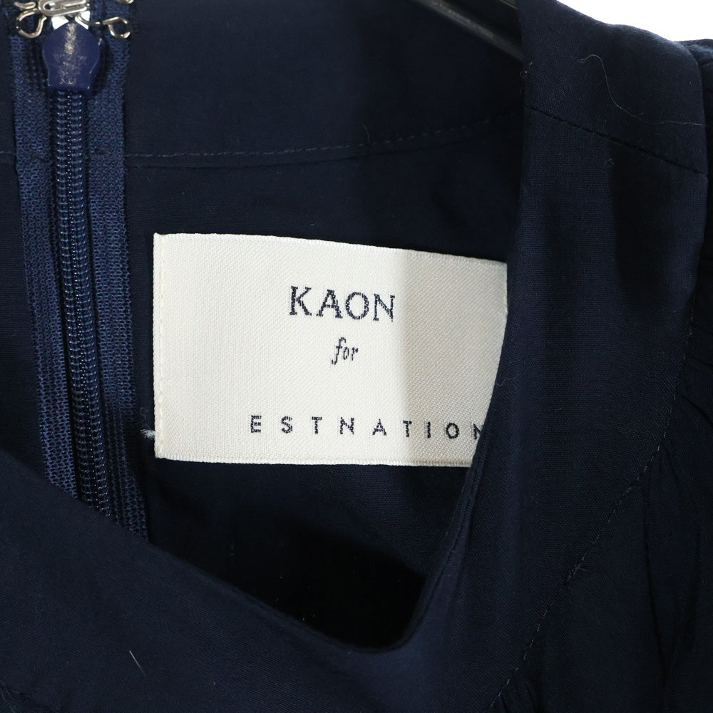 NO BRAND(ノーブランド) KAON for estnation(カオンフォーエストネーション) フリル袖 ロングレーヨンワンピース レディース ネイビー 21-140-11-050009