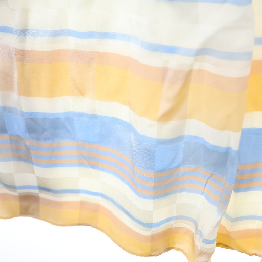 HERMES(エルメス) チェック柄 シルクロングスカート レディース オレンジ/ブルー/ホワイト