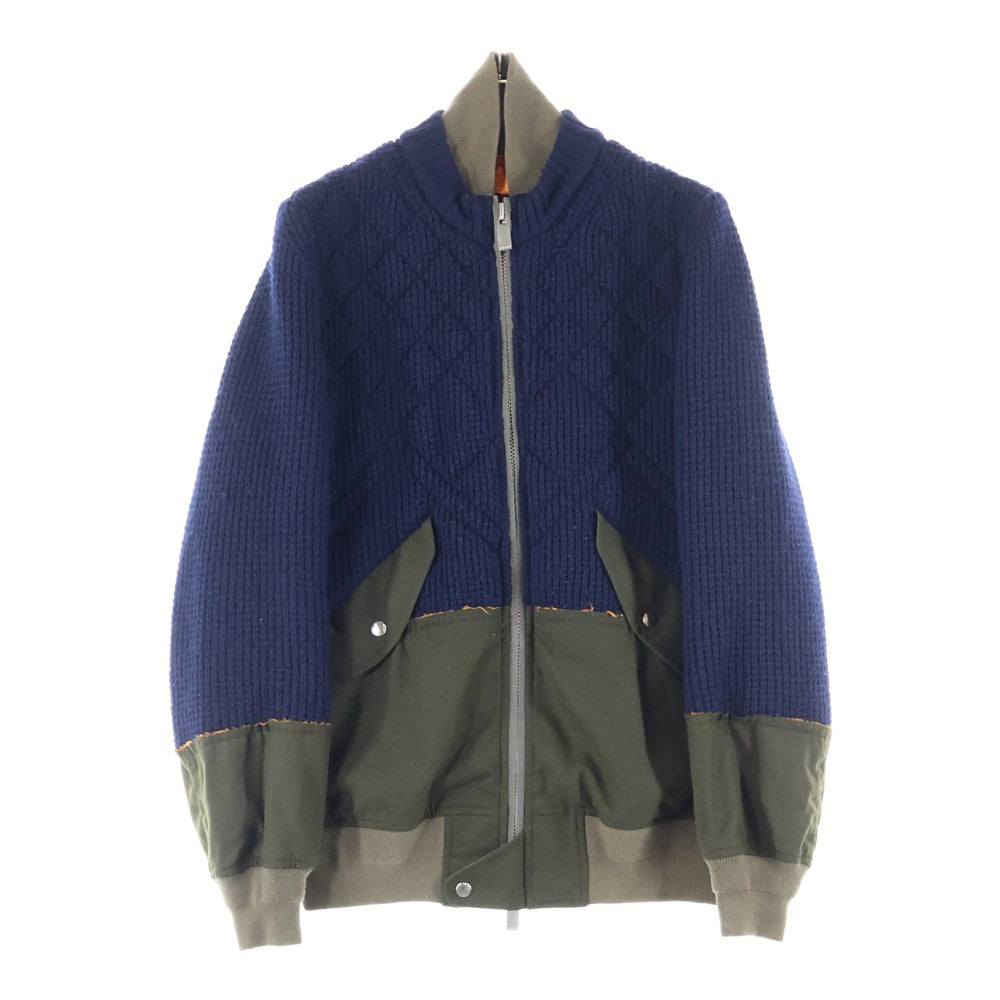 Sacai(サカイ) 16AW Quilt Knit Wool Blouson キルティング ウールニットドッキング ジャケット ブルゾン カーキ/ネイビー 16-01097M