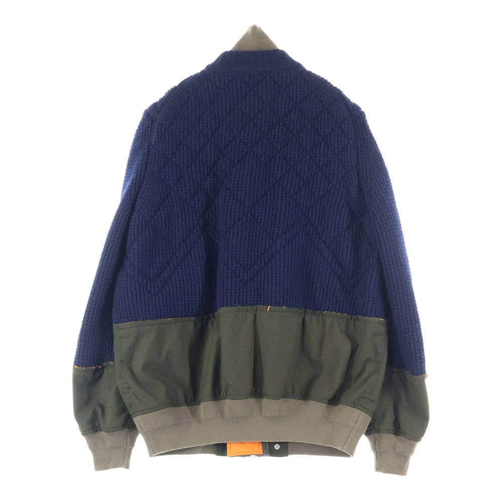 Sacai(サカイ) 16AW Quilt Knit Wool Blouson キルティング ウールニットドッキング ジャケット ブルゾン カーキ/ネイビー 16-01097M