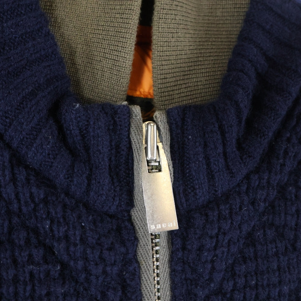 Sacai(サカイ) 16AW Quilt Knit Wool Blouson キルティング ウールニットドッキング ジャケット ブルゾン カーキ/ネイビー 16-01097M