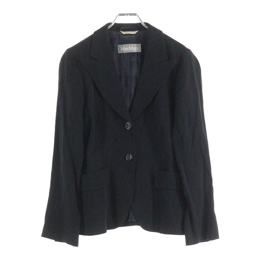 Max Mara(マックスマーラ) ピンストライプ セットアップ スーツ ピークドラペル 2B ジャケット スラックス パンツ レディース ブラック