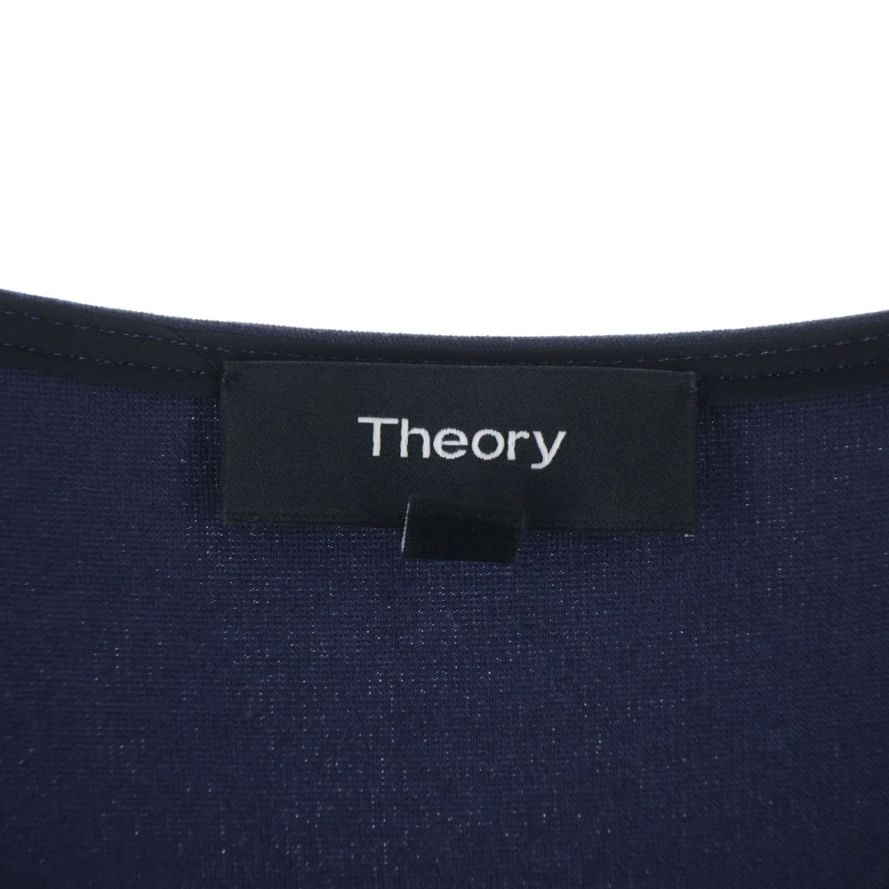 theory(セオリー) キャップスリーブ デコルテ 半袖ワンピース ネイビー