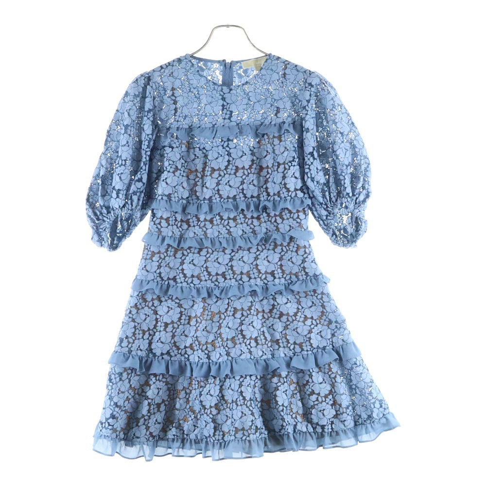 MICHAEL KORS(マイケルコース) CORDED LACE RUFFLED DRESS コードレス フリル フラワーパターン ドレス ワンピース ネイビー レディース MS08ZLLDXS