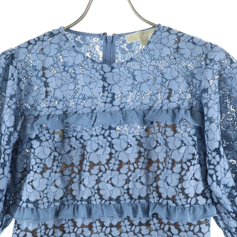 MICHAEL KORS(マイケルコース) CORDED LACE RUFFLED DRESS コードレス フリル フラワーパターン ドレス ワンピース ネイビー レディース MS08ZLLDXS