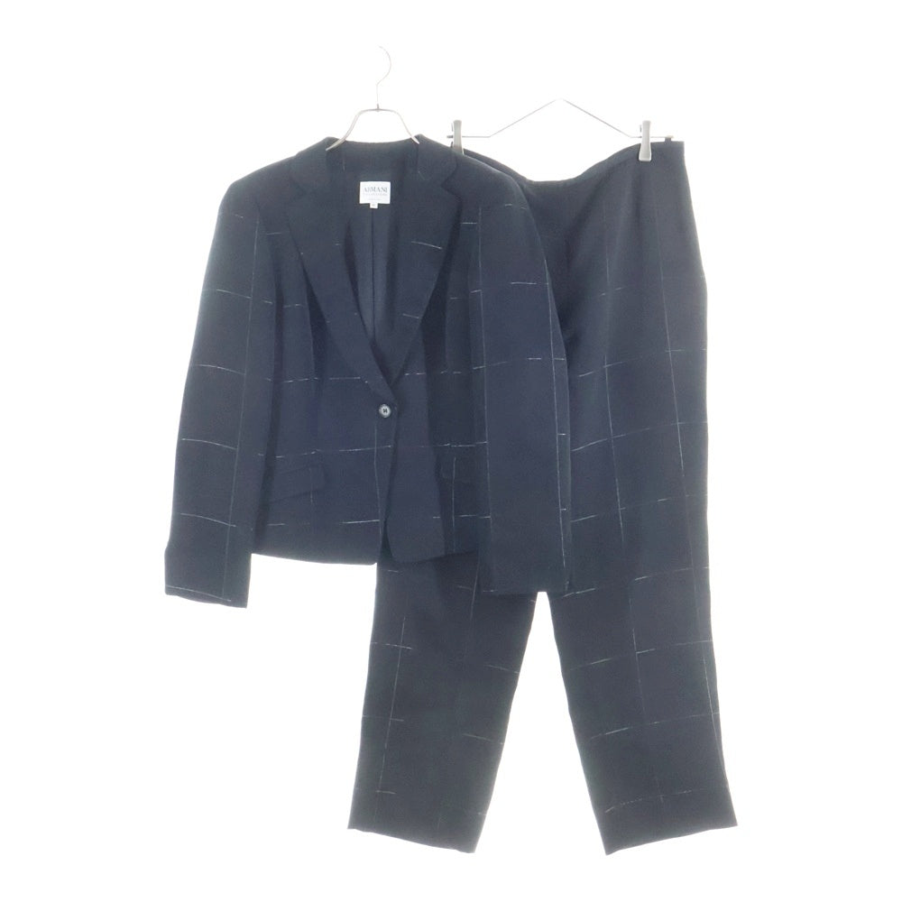 ARMANI COLLEZIONI(アルマーニ コレツィオーニ) プラッドパターン セットアップ テーラードジャケット ロングパンツ ブラック