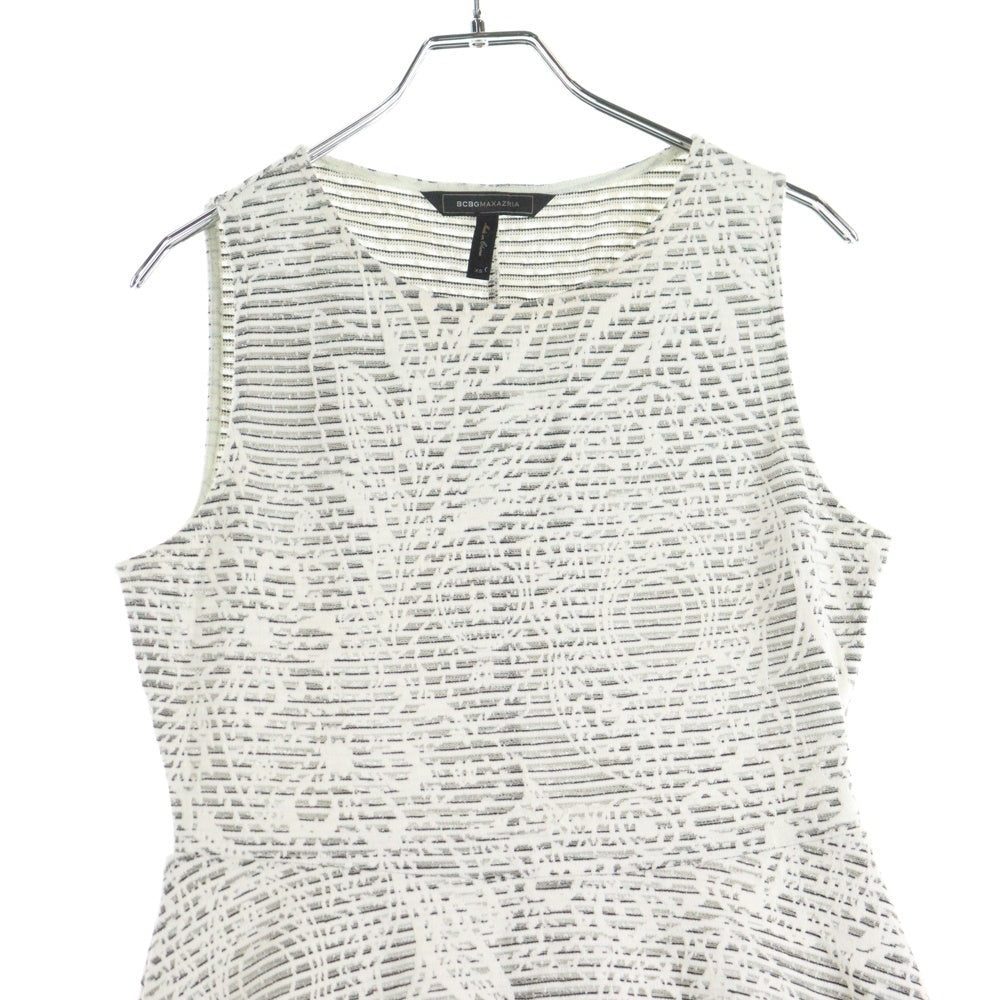 BCBGMAXAZRIA(ビーシービージーマックスアズリア) フラワーパターン ノースリーブ ワンピース ブラック/ホワイト レディース JFK64D33-141