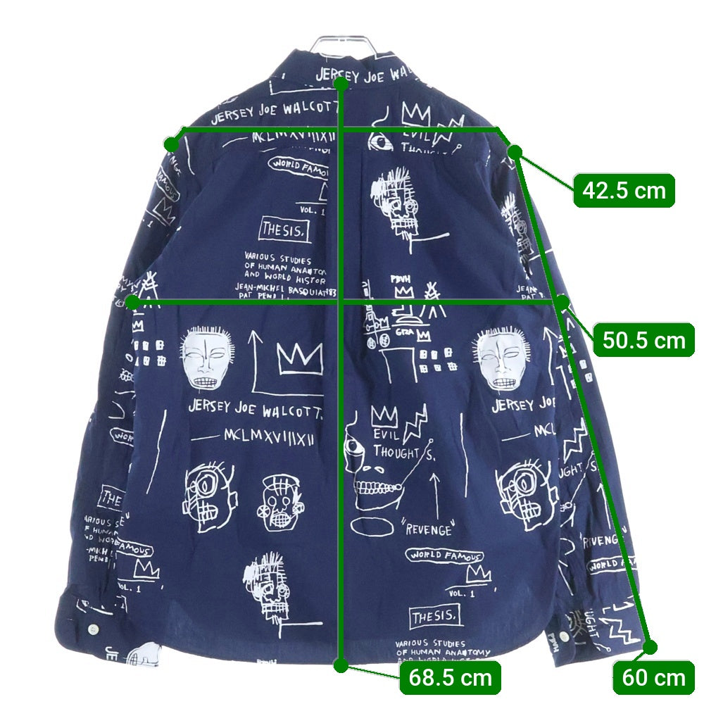 COMME des GARCONS JUNYA WATANABE MAN(コムデギャルソンジュンヤワタナベマン) 23SS AD2022 ×Jean-Michel Basquiat バスキア グラフィティ総柄 長袖シャツ ネイビー WK-B010