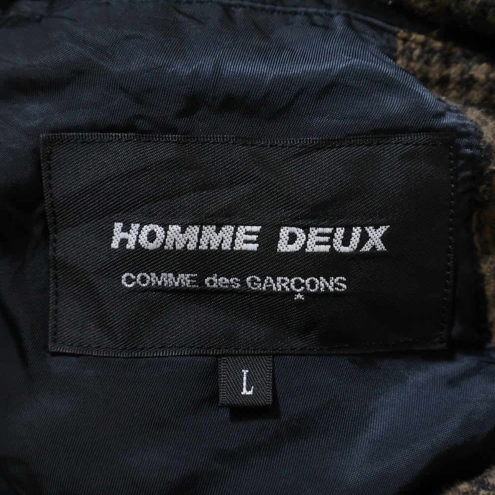 COMME des GARCONS HOMME DEUX(コムデギャルソン オムドゥ) 24AW AD2024 チェック柄 縮絨 ウールテーラードジャケット ブラウン DN-J044