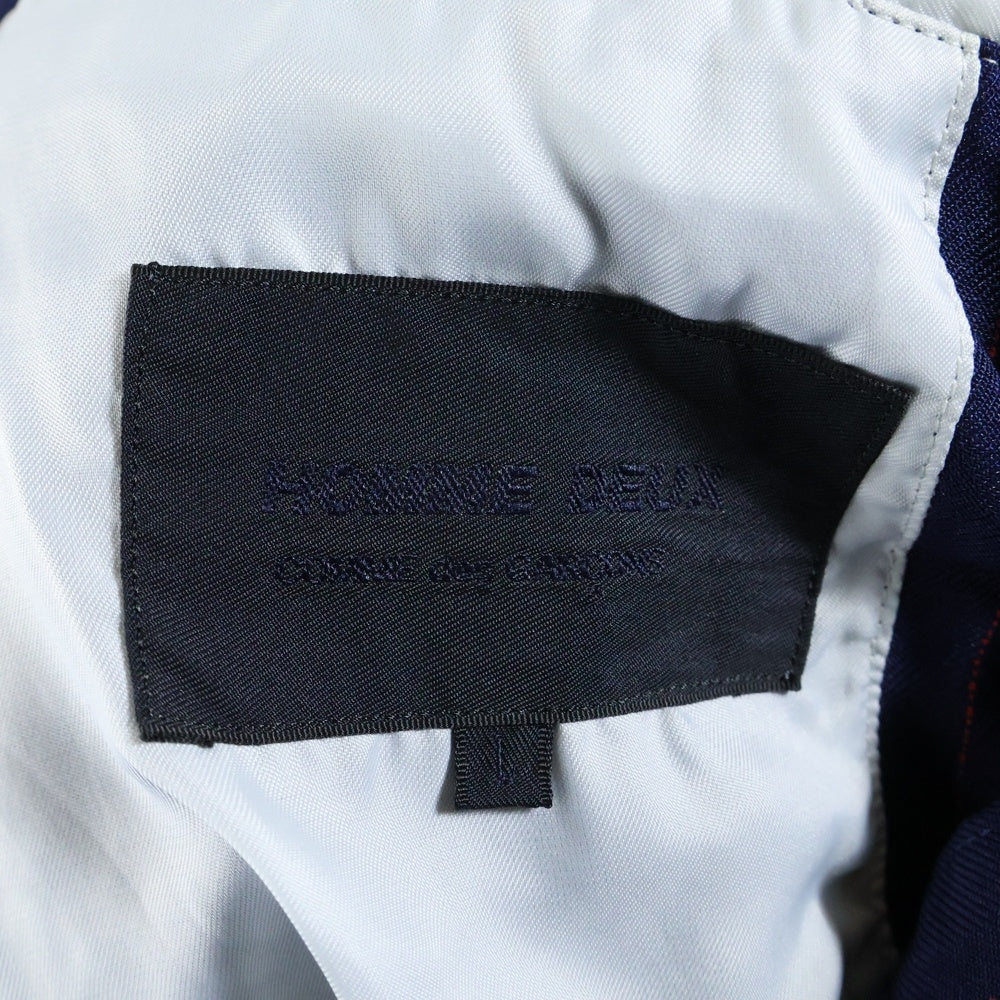 COMME des GARCONS HOMME DEUX(コムデギャルソン オムドゥ) 22SS AD2021 ポリ縮絨 ストライプ 3B ロング テーラードジャケット ネイビー DI‐J034