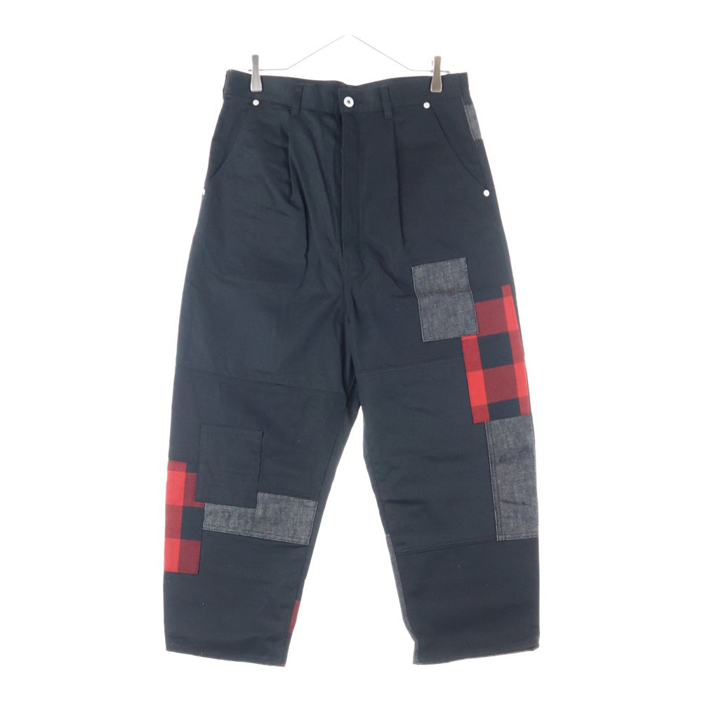 COMME des GARCONS HOMME(コムデギャルソンオム) 23AW AD2023 パッチワーク ワーク パンツ ブラック/レッド HL-P030