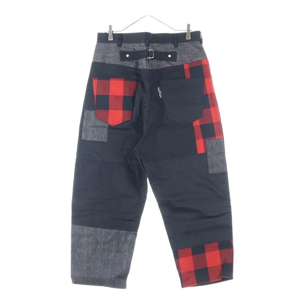 COMME des GARCONS HOMME(コムデギャルソンオム) 23AW AD2023 パッチワーク ワーク パンツ ブラック/レッド HL-P030