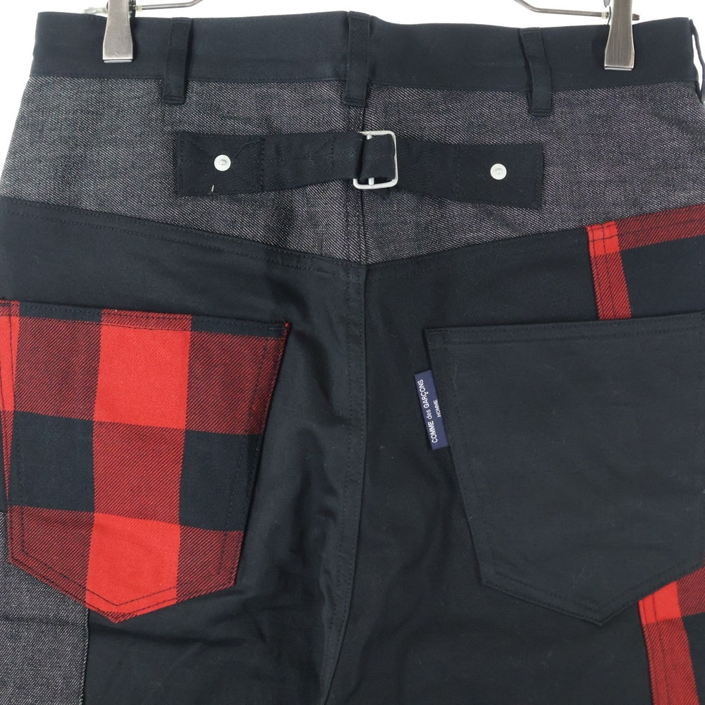 COMME des GARCONS HOMME(コムデギャルソンオム) 23AW AD2023 パッチワーク ワーク パンツ ブラック/レッド HL-P030
