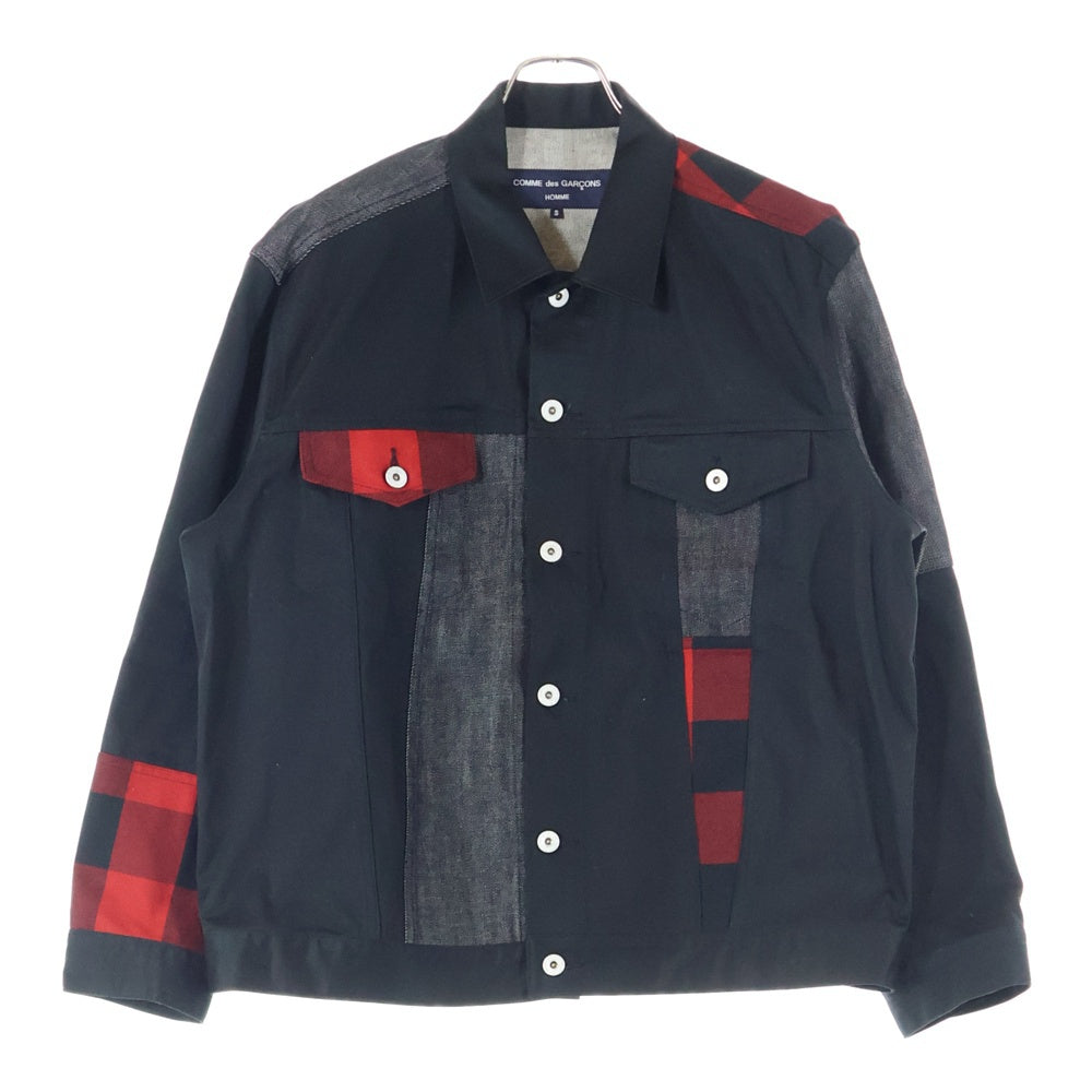 COMME des GARCONS HOMME(コムデギャルソンオム) 23AW AD2023 パッチワーク ワーク ジャケット ブラック/レッド HL-J020