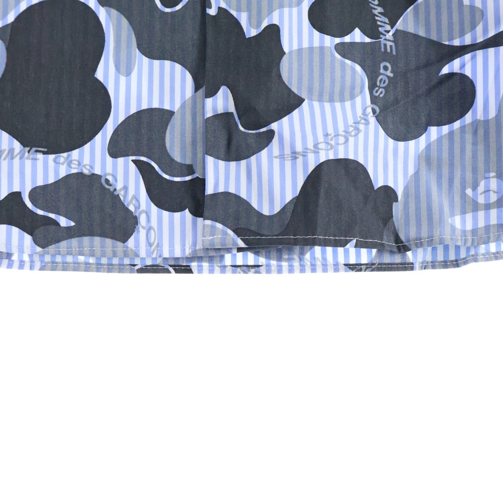 COMME des GARCONS(コムデギャルソン) ×A BATHING APE ア ベイシング エイプ サルカモ ストライプ 長袖 シャツ ブルー 001SHG721908X